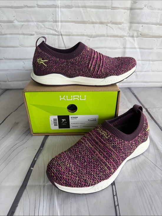 KURU Shoes - KURU Stride Slip-On Knit Sneakers in Plum Purple Confetti